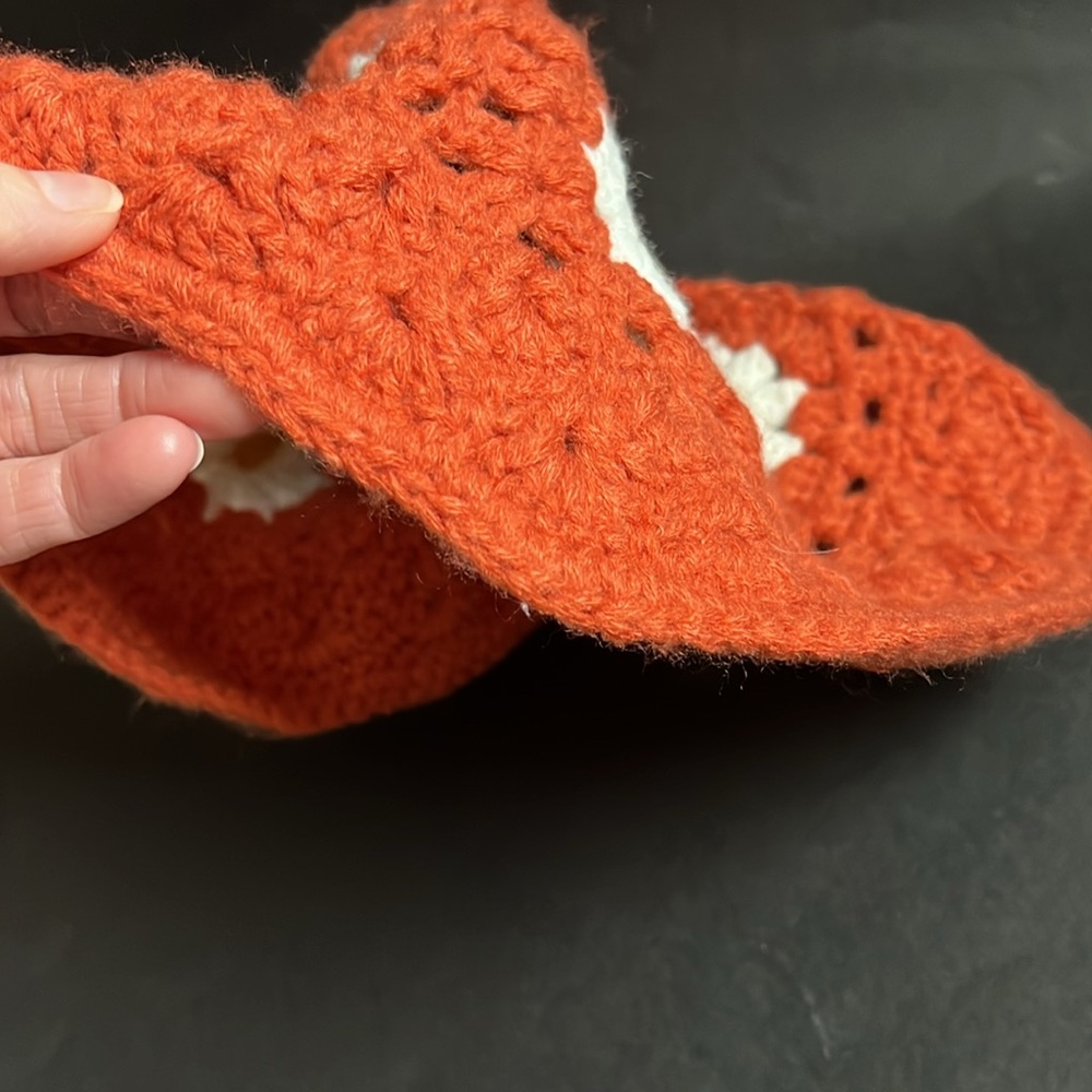 Handmade Orange Daisy Flower Crochet Bucket Hat - Picture 5 of 5